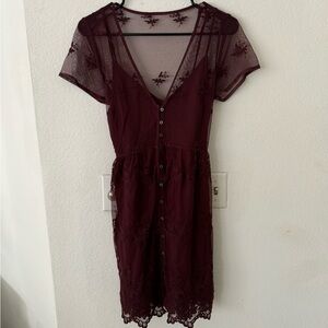 Abercrombie Burgundy Lace Dress